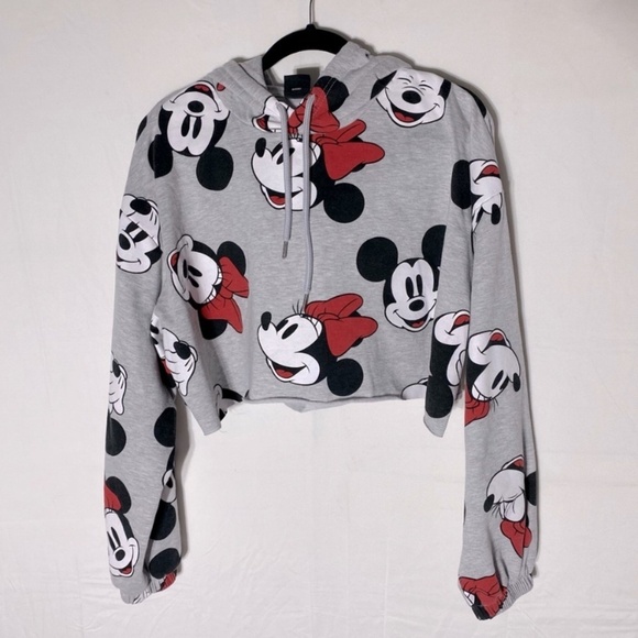 Disney Grey DIY Cropped Mickey Minnie Mouse Hoodie XL - Picture 14 of 14